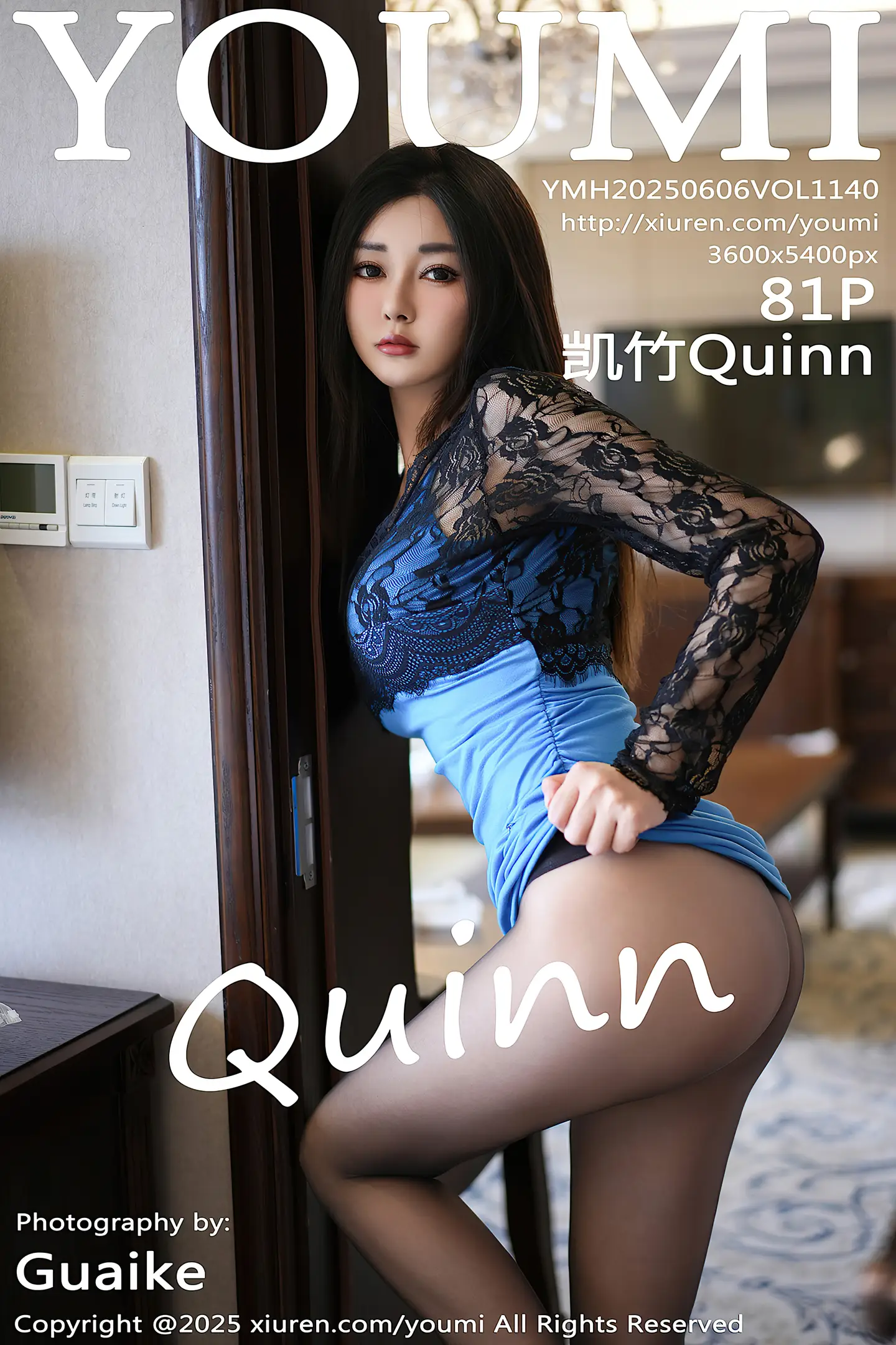[YouMi尤蜜荟]Vol.1140_模特凯竹Quinn性感蕾丝连衣短裙配超薄黑丝秀丰腴身材诱惑写真81P-秀人网 - XiuRen.Pro